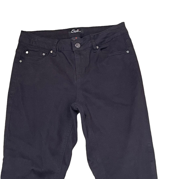 Earl Jean Womens Denim Ankle Pants Size 6 Black Jeweled Leg Cuffs Stretch 28X26 - Picture 2 of 5